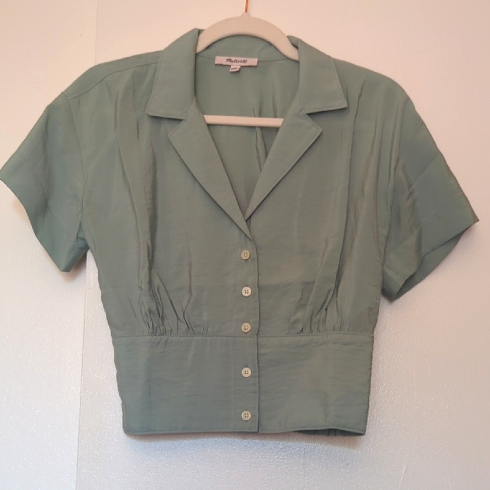 Mint Green Button-Up Women's Top